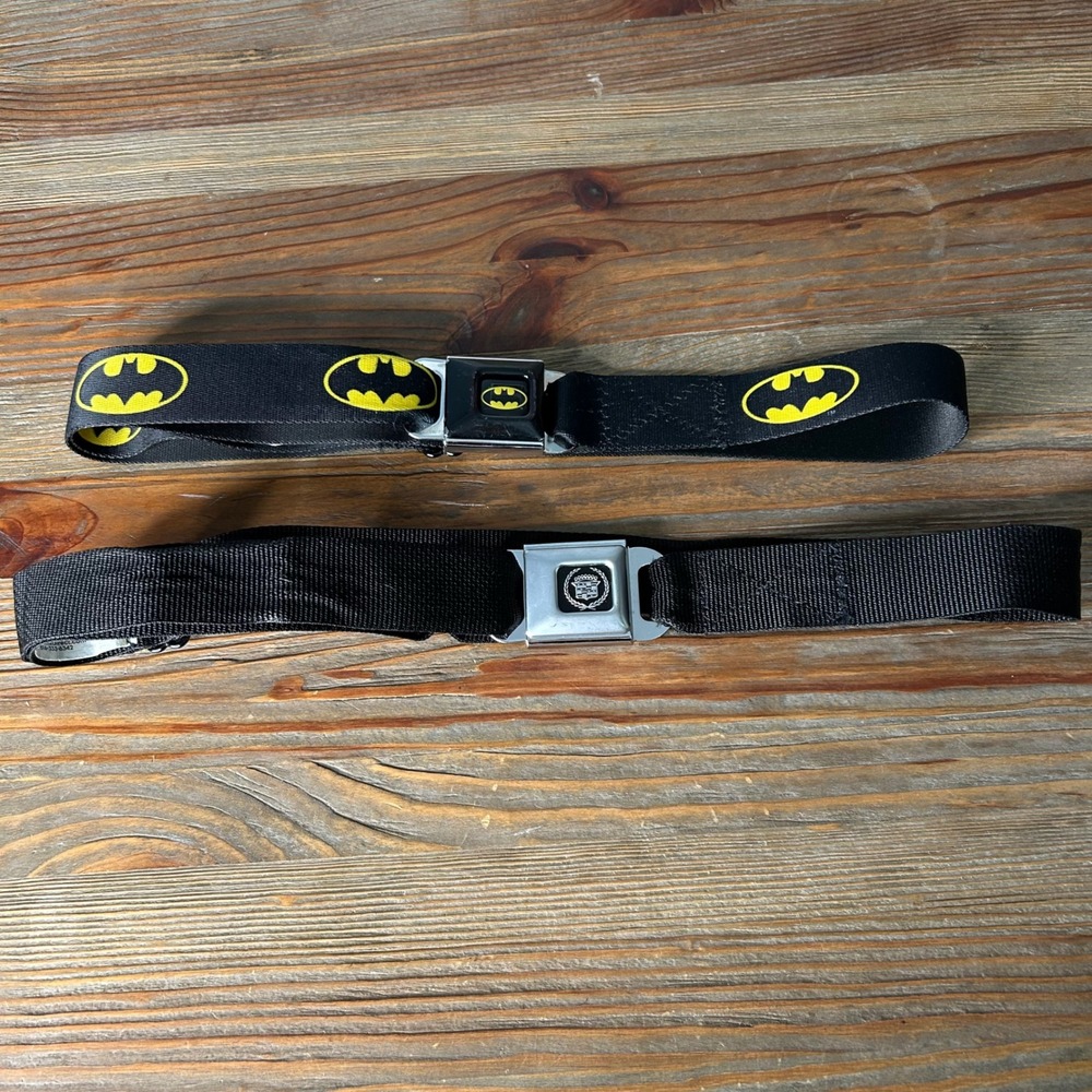 Buckle-Down Seatbelt Belts Lot Batman Cadillac Logo Black Metal Buckle Mens